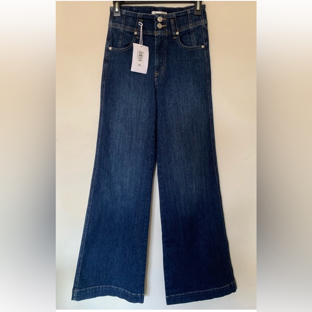 New FRAME The Seamed High Waisted Wide-Leg Jeans in Haunted Size 26
